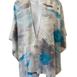 Chico’s Floral Burst Woven Ruana one size fits all in blue watercolor